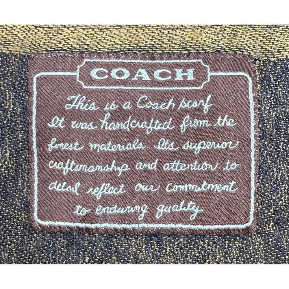 Coach Signature C Logo Jacquard Fringe Wrap Scarf‎ Gold Black